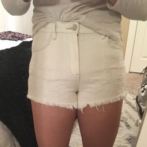 White/Cream embroidered shorts